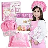 Tickle & Main - Princess Chef Gift Set - Includes Book, Apron, Hat, and Royal Recipes Cookbook for Little Girls Age 3 4 5 6 7 Years - Kids Learn Basic Cooking and Baking - I Hereby Crown You Chef!