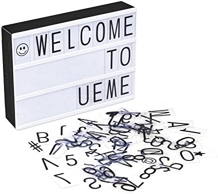 UEME Cinematic Light Box with 90 Letters and LED Light, DIY Decorative signs for Party | Wedding | Shop | Photograph | Holiday, Decorative Lights LB-01 (A4 Size)