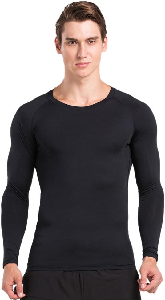 Men's Compression Tights Shirt Running Long Sleeve Base Layer Tights Shirt Workout Sportswear Top
