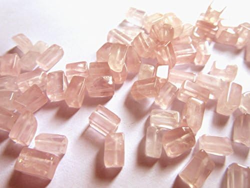 50 Pale Pink Rose Quartz Beads, 7 x 4- 10 x 5 mm Square Tubes, Gemstone Beads, Beading / Beaded Jewelry Making Supplies