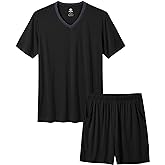 MoFiz Mens Pajamas Set Short Sleeve PJ's Sleep Lounge Sleepwear Cool Pyjama Summer Sets Comfortable Lightweight