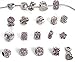 Yeshan 12pcs Antique Silver Crystal Rhinestone Birthstone Bead Charm Spacer with a Snake Chain Charm Bracelet Free,pink
