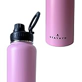 36 oz Stainless Steel Water Bottle – Double Wall Insulated, Wide Mouth, Metal Sports Bottle with Leakproof Sport Cap. Keeps drinks cold/hot – Pink