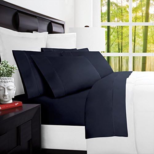 Mandarin Home Luxury 100 Percent Rayon Derived from Bamboo Bed Sheets - Eco-Friendly, Hypoallergenic and Wrinkle Resistant - 4-Piece - (King, Navy)
