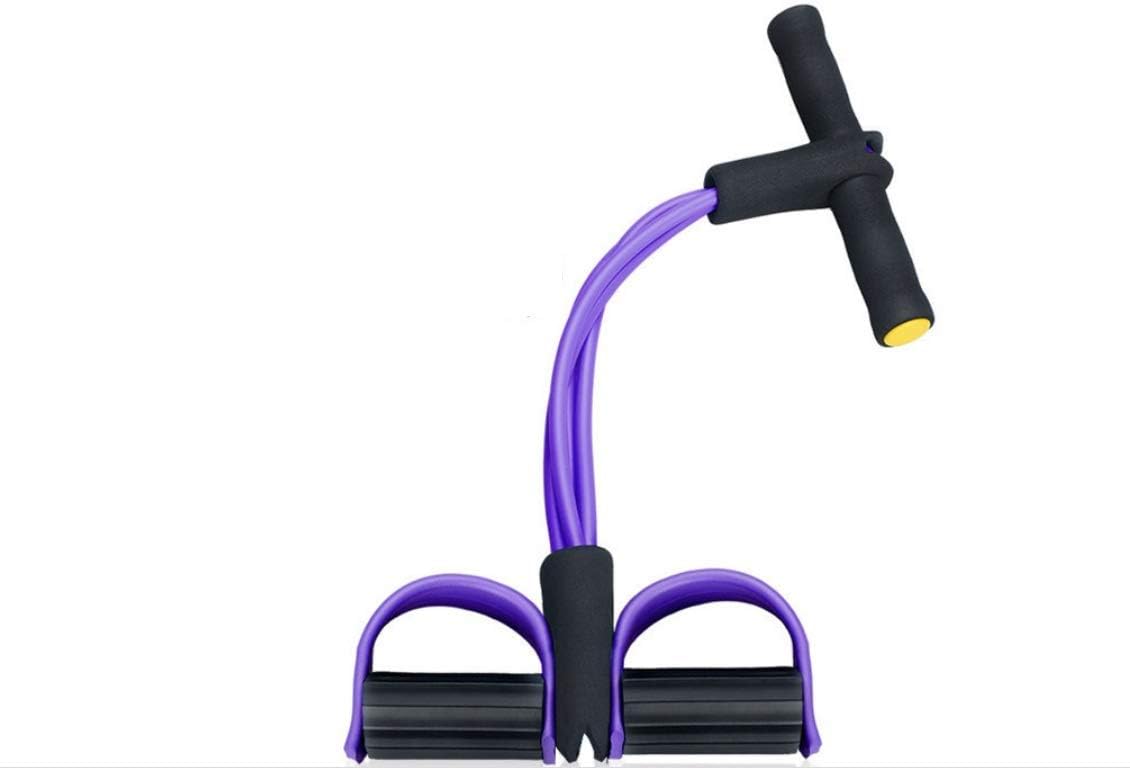 unkonw Multifunction Leg Exerciser Elastic Training 4-Tubes Pull Rope Sit-up Training Foot Pedal Resistance Band Stretch Trainer Home Fitness Equipment Sculpture Abdomen Waist Arm Leg Tummy Traine