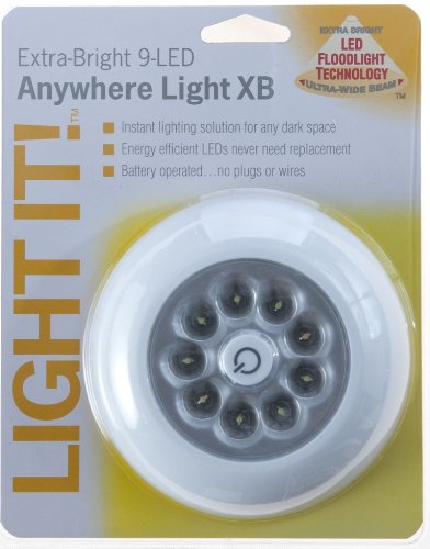 Light It! By Fulcrum 30015-308, 9 LED Wireless Mini Stick On Touch Light, 7 Inch, White