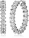 Amazon Collection Platinum or Gold-Plated Sterling Silver Princess-Cut Infinite Elements Zirconia Hoop Earrings