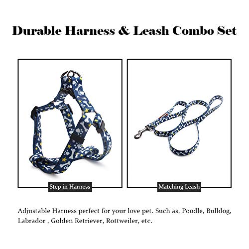 QQPETS Dog Harness Leash Set, Adjustable Heavy Duty No Pull Basic Harnesses for Extra Small Breed Dogs, Back Clip, Anti-Twist, Perfect for Walking (XS(12"-18" Chest Girth), Bone)