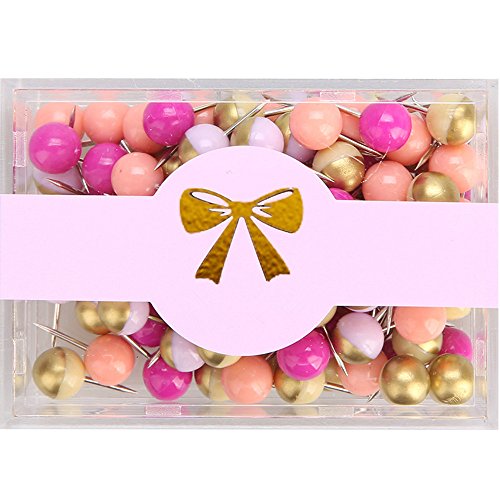 MultiBey Gold and Pastel Thumbtacks Round Decorative Thumb Tacks and Pushpins for Memo Board or Cork Board, Box of 120pcs