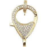 Airssory 3 Sets Brass Micro Pave Cubic Zirconia CZ Stone Lobster Claw Clasps with Bail Beads Hanger Links for Jewelry Making and Crafting - 26.5x17.5mm