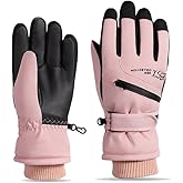 Utaly Women's Thick Winter Ski Gloves - Warm, Waterproof, & Windproof Outdoor Gloves with Zipper