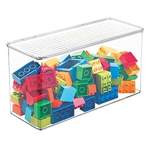 mDesign Organizador de juguetes con tapa - Cajas de almacenaje para