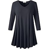 LARACE Tunics 3/4 Sleeve Plus Size Tops for Women V Neck Loose Fit Flowy Clothing for Leggings