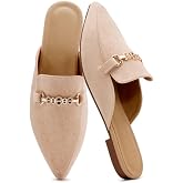 Decould sylf Mules for Women Buckle Flats: Comfortable Slip On Walking Shoes 2026 Pointed Toe Slingback Loafers for Business Work Driving