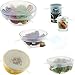 Silicone Stretch Lids , Reusable Durable Bowl Covers BPA Free FDA Approved for Keeping Food Fresh Dishwasher Oven Microwave Freezer Safe, 6-Pack of Various Sizes (White)