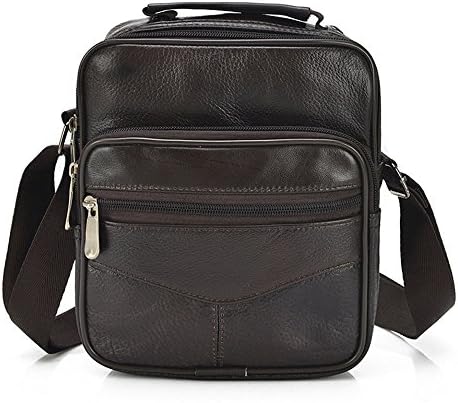 Mynos Genuine Leather Men Crossbody Bag Vintage Brown Messenger Shoulder Bag Man Purse Briefcase Handbag