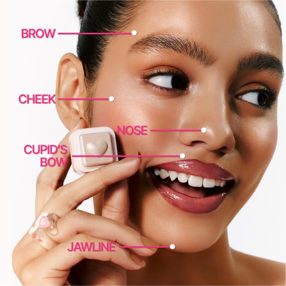COLORGRAM Milk Bling Heartlighter 02 Pink Heart | Silky Smooth Versatile Creamy Highlighter with Shimmery Finish, Soft and Natural Glow Perfect for Daily Makeup