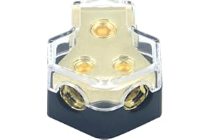 ZOOKOTO 0/2/4 Gauge in 4/8/10 Gauge Out Amp Power Distribution Block Car Audio Splitter 2 Way Outputs Power Distributor Block Fuse Holder