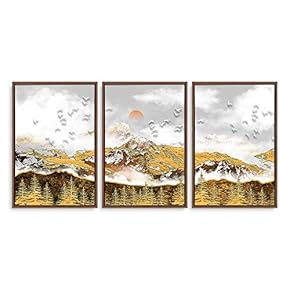 Delightful Style Classic Artwork Framed for Living Room Bedroom Abstract Great Landscape for x3 Panels