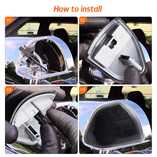 HERCOO LED Turn Signal Light Side Mirror Left and Right Lamps Smoke Cover Lens for 68302828AA 68302829AA Compatible with 2010-2018 Dodge Ram 1500 2500 3500 4500 5500, Pack of 2