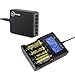 XTAR VC4 Li-ion/Ni-MH LCD Display Battery Charger with ALLMAYBE CU6 60W 6 Port USB Charger