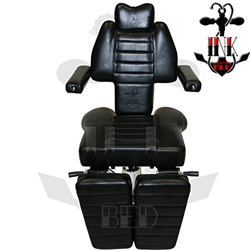 InkBed InkChair Tattoo Reclining Sturdy Hydraulic Ink Chair Salon Studio Equipment - Black