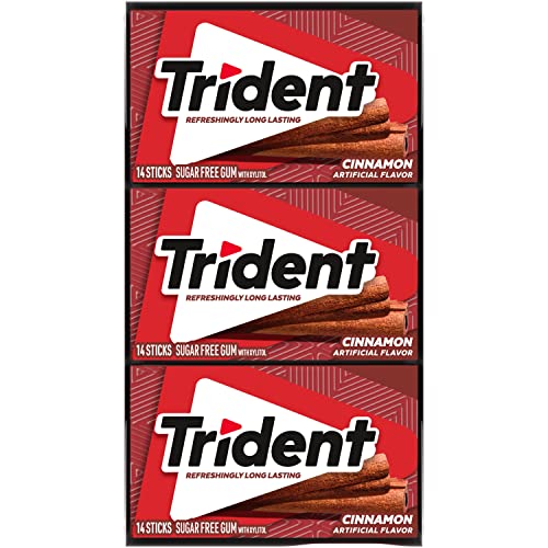 TRIDENT CINNAMON SUGAR-FREE CHEWING GUM, 12 PACKS OF 14 PIECES (168 TOTAL PIECES)