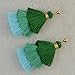 idealway 3 Layered Colorful Womens Stylish Earrings Bohemian Style Summer Tassel Drop Earrings (Green)