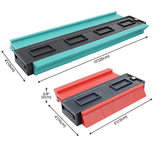 VSTM 2 Pack Contour Gauge Duplicator, 5 Inch 10 Inch Plastic Profile Copy Gauge Measure Ruler Contour Shape Duplicator for Precise Measurement Tiling Laminate Wood Marking Tool