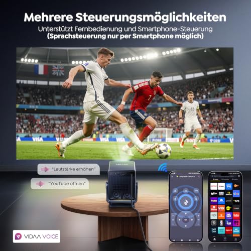 Projector 4K [Fastest VIDAA OS] Compatible with Netflix & Dolby Audio, 1400ANSI 1080P Smart Projector Home Cinema Auto Focus Trapezoidal Correction, WiFi 6 & Bluetooth 5.4, 200° Rotatable Portable