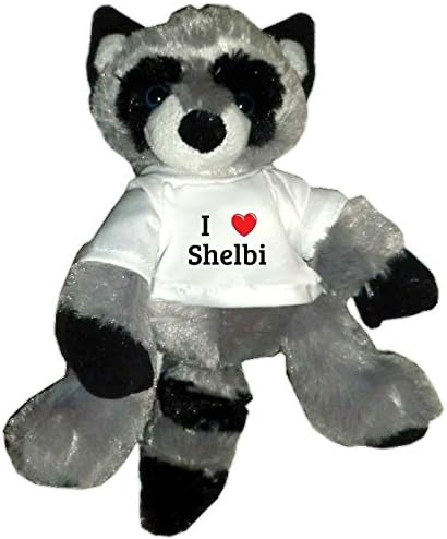 Plush Raccoon Toy in I heart Shelbi t-shirt (first name, last name, nickname)