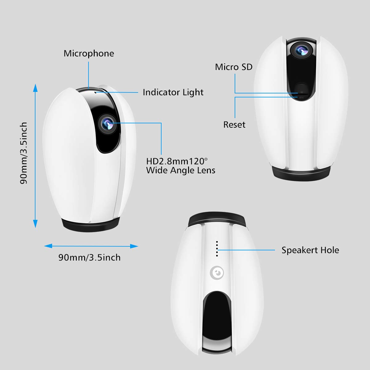 Telecamera WiFi, DIGOO 720P HD Telecamera IP, Telecamera di Sorveglianza Wifi Wireless Camera Interno, Telecamera videosorvegilanza con Audio Bidirezionale，Modalità Notturna a Infrarossi Videocamera di sorveglianza Camera， Camera WIFI Monit