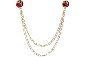 KILENER Hanging Gold Chain Lapel Pin for Men Suits Tassel Brooch Chain Collar Pins Rhinestone Crystal Brooch Pin Suit Lapel Pins for Men Collar Chains for Shirts Accessories