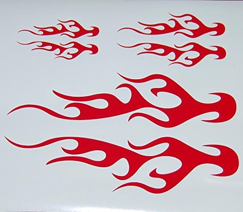 Flame Vinyl Decal Bike Gas Tank Helmet Stickers Red NEW Set of 3