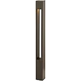 Hinkley Atlantis 12V Large Square Landscape Bollard, Aluminum, Etched Glass Lens, Modern, LED Bulb Included, Bronze Finish