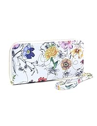 Monedero de piel vegana con diseño floral para mujer