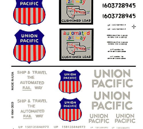 Union Pacific Box Cars Dry Transfer Decals Woodland Scenics