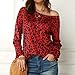 DealinM Plus Size Tops Womens Fashoin Casual Leopard Printed Long Sleeve Round Neck T-Shirt Spring Blouse Tops Redthumb 4