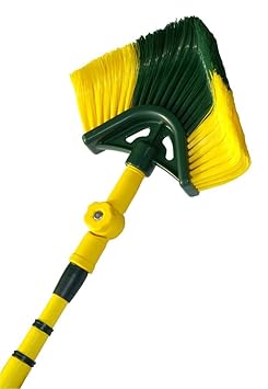 FloraSun Krallenbesen Eckbesen, Dachrinnenbesen mit 4,00 m Teleskopstiel und 45° Winkeladapter