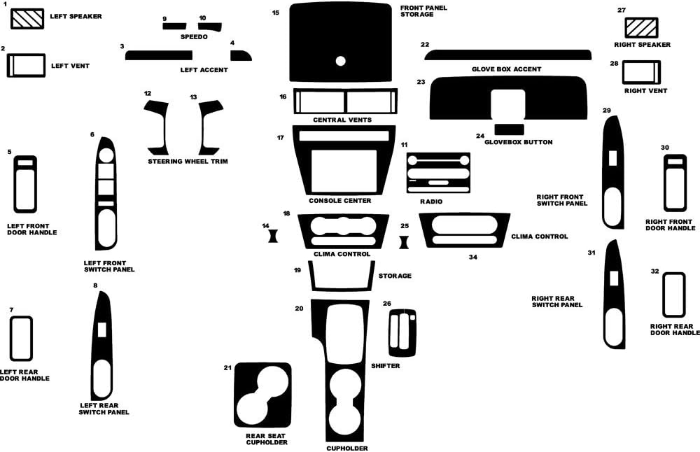Rvinyl Rdash Dash Kit Decal Trim for Ford Fusion 2006-2009 - Wood Grain (Burlwood Honey)