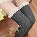 Sankuwen 1 Pair Knee Thigh Winter Soft Warm Lace Sock Legging (Dark Grey)