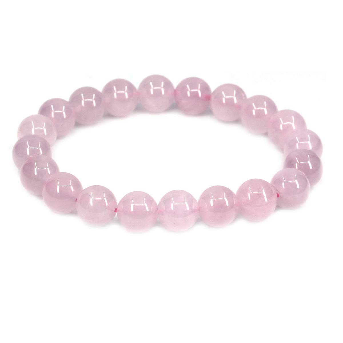 CHENYUE Natural A Grade Madagascar Rose Quartz Gemstone 10mm Round Beads Stretch Bracelet 7" Unisex