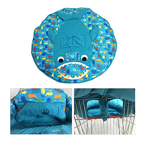 PER 3in1 Shark Shopping Cart Cover/High Chair Cover/Play Mat Protective Cushion Full Safety Harness Universal Fit Foldable For Baby - Thumbnail 3