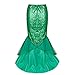 FEESHOW Women's Mermaid Tail Halloween Costumes Party Shiny Sequins Long Skirt Green X-Large