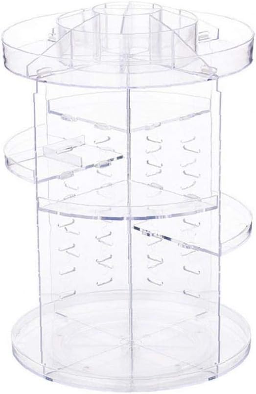 360 Degree Rotation Makeup Tower Organizer Adjustable Cosmetic Storage Display Case for Countertop Bathroom Clear 1 Piece