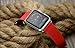 Valkit for Apple Watch Band - iWatch Bands 38mm Genuine Leather Strap iPhone Smart Watch Band Bracelet Replacement Wristband with Stainless Steel Adapter Clasp for Apple Watch 2 1, Single Tour-Red