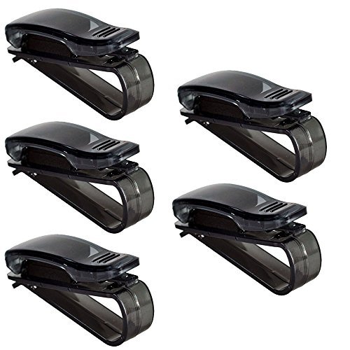 E Support™ 5Pcs Sunglass Visor Clip Sunglasses Eyeglass Holder Car Auto Reading Glasses Black