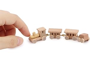 Cutemini Miniature Train Model Wooden Train Set Traffic Scene Ornament Home Decor (Woody)