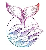 Pastel Rainbow Ombre Ocean Wave and Whale Tail Icon Vinyl Decal Sticker (4