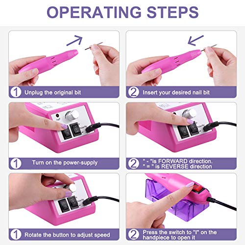 Nail Drill Machine Kit, WeePro Professional Electric Nail File Drill Remove & Polish Acrylic Nail & Gel Nail - Manicure Pedicure Polishing Shape Tool Set for Home Salon - Nail Art polisher Set for DIY